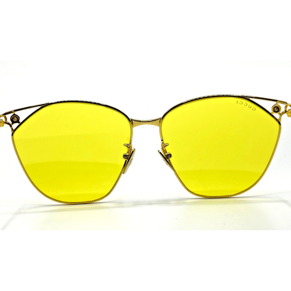 Gucci Sunglasses GG1375SA-002 Womens Gold Metal Cat Eye Frame Yellow Lens 62mm main image 10